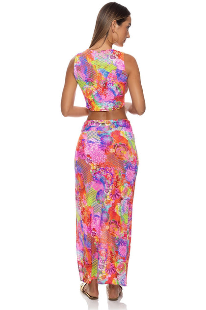 BLOOMING SPARK - Adjustable Tank Top & Twist Front Skirt • Multicolor