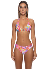 BLOOMING SPARK - Triangle Halter Top & Seamless Full Ruched Back Bottom • Multicolor