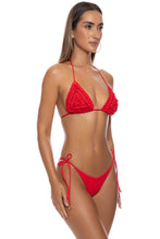 SWEET LOVE - Triangle Top & Seamless Ruffle Ruched Back Brazilian Tie Side Bottom • Red