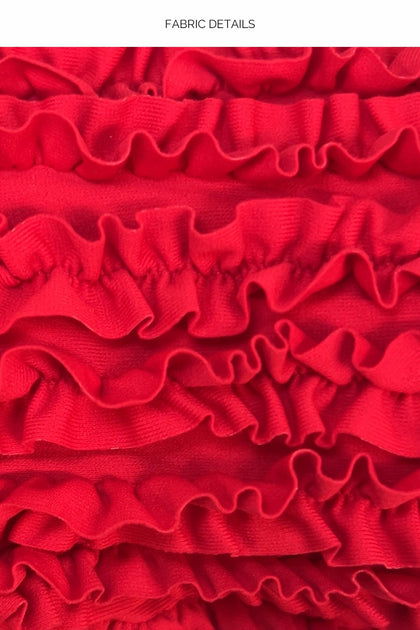 SWEET LOVE - Triangle Halter Top & Seamless Full Bottom • Red