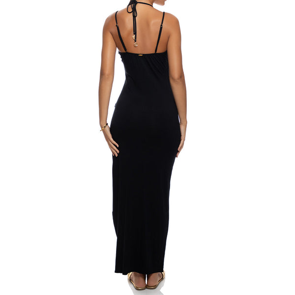 GILDED BUTTERFLY - Fitted Side Slit Maxi Dress