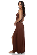 VELVET SHORES - Halter Ring Long Dress • Brown