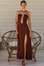VELVET SHORES - Halter Ring Long Dress • Brown