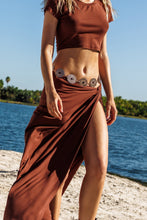 VELVET SHORES - Crop Top & Twist Front Skirt • Brown