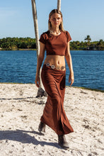 VELVET SHORES - Crop Top & Twist Front Skirt • Brown