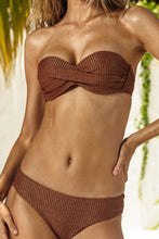 TOASTED GLOW - Underwire Push Up Bandeau Top & Seamless Full Ruched Back Bottom • Brown | Gold
