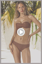 TOASTED GLOW - Underwire Push Up Bandeau Top & Seamless Full Ruched Back Bottom • Brown | Gold