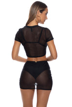 SHEER INTENTIONS - Crop Top & Scrunch Up Mini Skirt • Black