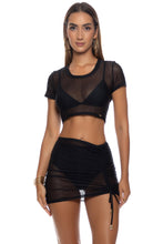 SHEER INTENTIONS - Crop Top & Scrunch Up Mini Skirt • Black