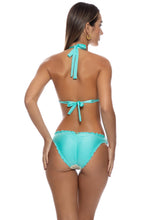 BLOOM ILLUSIONS - Triangle Halter Top & Seamless Full Ruched Back Bottom • Aqua