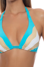 FORBIDDEN TIDE - Waves Triangle Halter Top & Seamless Full Ruched Back Bottom • Multicolor