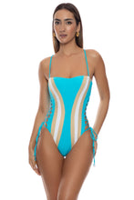 FORBIDDEN TIDE - Waves Square Neck Laced Up One Piece  • Multicolor