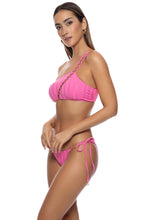 EDGY MUSE - Asymmetric Ring Chain Cut Out Top & Ring Strap Tie Side Full Bottom • Pink