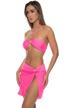 SOLAR POP - Drawstring Bandeau Top & Ring Twist Front Skirt • Neon Pink