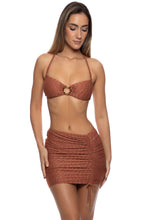 MUSE GLOW - Ring Bandeau Top & Scrunched Up Mini Skirt • Brown