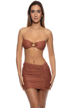 MUSE GLOW - Ring Bandeau Top & Scrunched Up Mini Skirt • Brown
