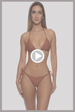 MUSE GLOW - Seamless Ring Triangle Top & Seamless Ruched Back Brazilian Tie Side Bottom • Brown