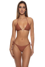 MUSE GLOW - Seamless Ring Triangle Top & Seamless Ruched Back Brazilian Tie Side Bottom • Brown