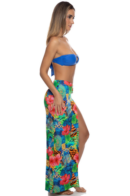 HIGH TIDE KNOT - Keyhole Link Bandeau Top & Chain Skirt • Electric Blue
