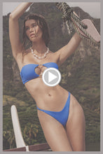 HIGH TIDE KNOT - Keyhole Link Bandeau Top & Strap Ring Thong Bottom • Electric Blue
