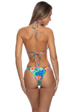 JUNGLE REIGN - Molded Push Up Bandeau Halter Top & High Leg Brazilian Bottom • Multicolor