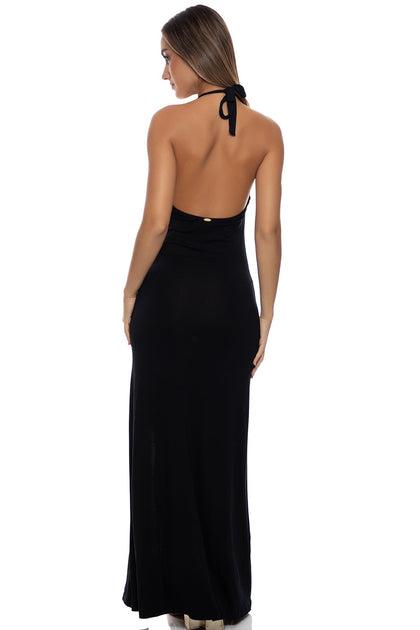 FEMME ALLURE - Rings Halter Long Dress • Black