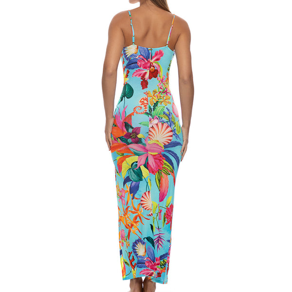 OCEAN'S KISS - Ruched Front Tank Maxi Dress