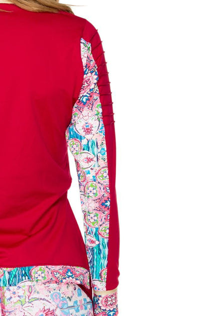 AZUCAR - Pintucked Sleevers Open Side Jacket & Cross Waistband Capri Legging • Multicolor
