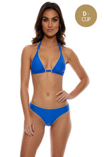 LULI CHIC - Triangle Halter Top & Seamless Full Ruched Back Bottom • Electric Blue
