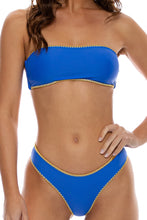 LULI CHIC - Free Form Bandeau & Seamless Wavy Ruched Back Bottom • Electric Blue