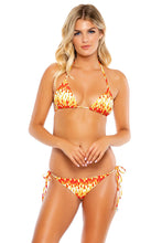 FLAME OF LOVE - Triangle Top & Wavey Ruched Back Tie Side Bottom • White