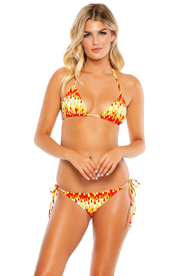 FLAME OF LOVE - Wavey Ruched Back Tie Side Bottom