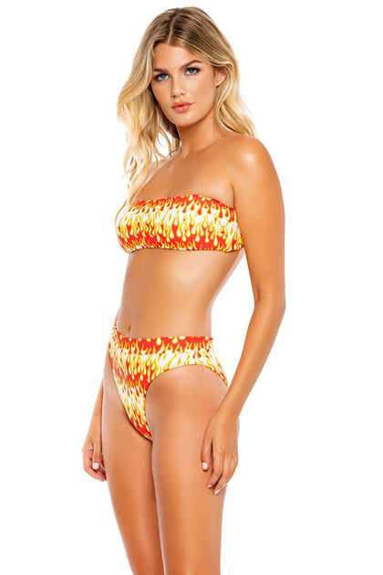 FLAME OF LOVE - Free Form Bandeau & High Leg Banded Waist Bottom • White