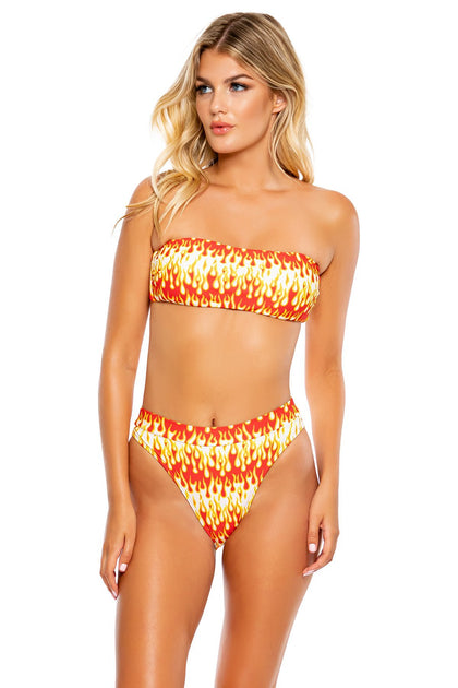 FLAME OF LOVE - Free Form Bandeau & High Leg Banded Waist Bottom • White