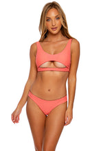 WILD LOVE - Open Front Bralette & Seamless Wavy Ruched Back Bottom • Coral