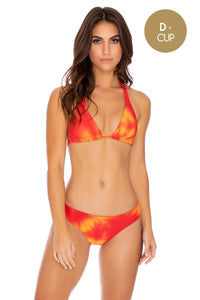 FIRE DANCER - Triangle Halter Top & Seamless Full Ruched Back Bottom • Fuego