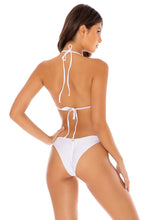 COSITA BUENA - Wavey Triangle Top & Strappy  Ruched Back Bottom • White