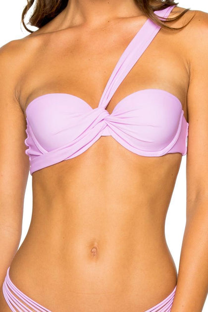 COSITA BUENA - Fama Multi Way Underwire Bandeau & Strappy Brazilian Ruched Back Bottom • Lavanda