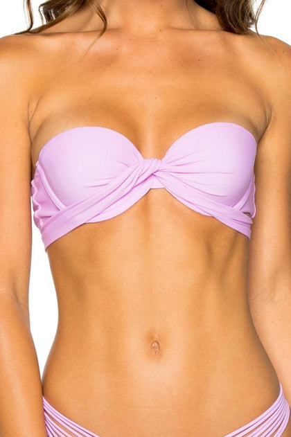 COSITA BUENA - Fama Multi Way Underwire Bandeau & Strappy Brazilian Ruched Back Bottom • Lavanda
