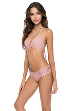 COSITA BUENA - Molded Push Up Bandeau Halter Top & Scrunch Ruched Back  Bottom • Rosa