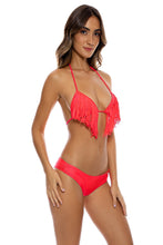 COSITA BUENA - Fringe Triangle Top & Sassy Cheeks Bottom • Bombshell Red
