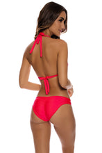 COSITA BUENA - Halter Triangle Top & Full Ruched Back Bottom • Bombshell Red