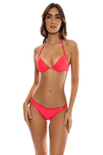 COSITA BUENA - Plunge Push Up Underwire Top & Drawstring Back Scrunch Bottom • Bombshell Red
