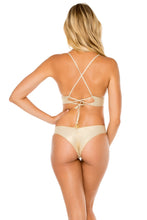 COSITA BUENA - Cross Back Bustier Top & Drawstring Ruched  Bottom • Gold Rush Campaign