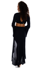 COSITA BUENA - Bell Sleeve Crop Top & Ruffle High Lo Slit Skirt • Black