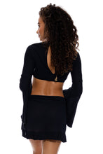 COSITA BUENA - Bell Sleeve Crop Top & Ruffle Sarong Mini Skirt • Black