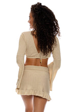 COSITA BUENA - Bell Sleeve Crop Top & Ruffle Sarong Mini Skirt • Gold Rush