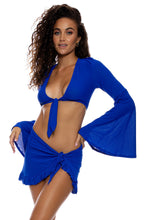 COSITA BUENA - Bell Sleeve Crop Top & Ruffle Sarong Mini Skirt • Electric Blue