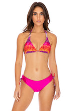 JEWELED - Triangle Halter Top & Drawstring Side Full Bottom • Multicolor