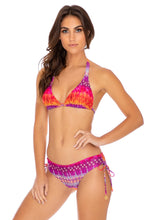 JEWELED - Triangle Halter Top & Drawstring Side Full Bottom • Multicolor